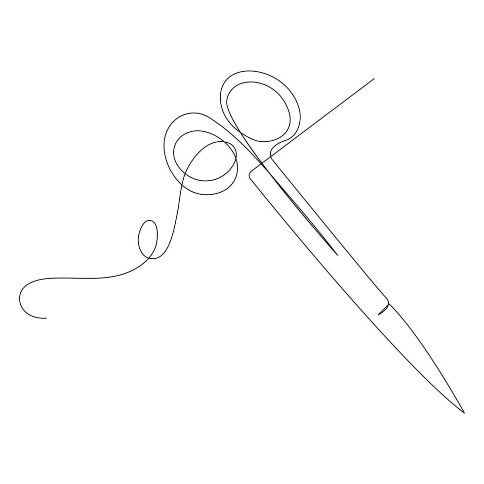 continuous single line drawing of scissors art drawing and illustration scissors symbol concept design vector