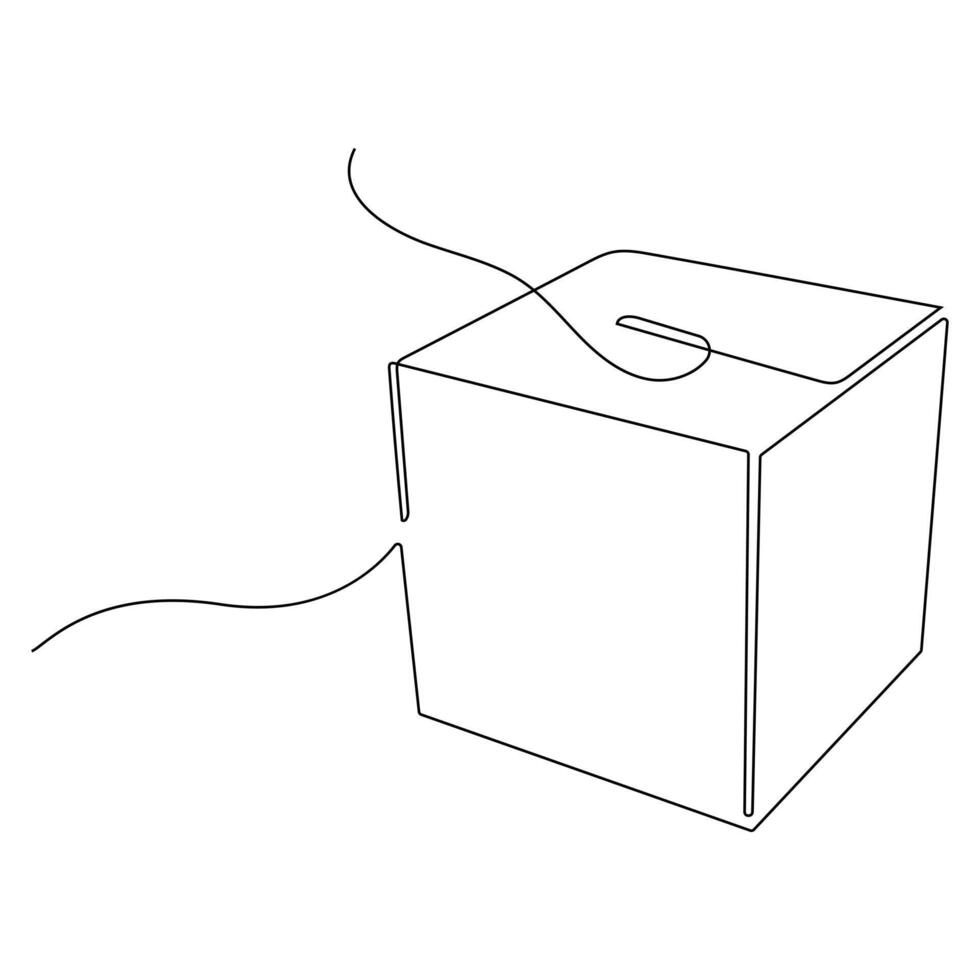 Continuous one line drawing of opened donation box minimalist concept of help support and volunteer activity in simple art drawing and illustration vector