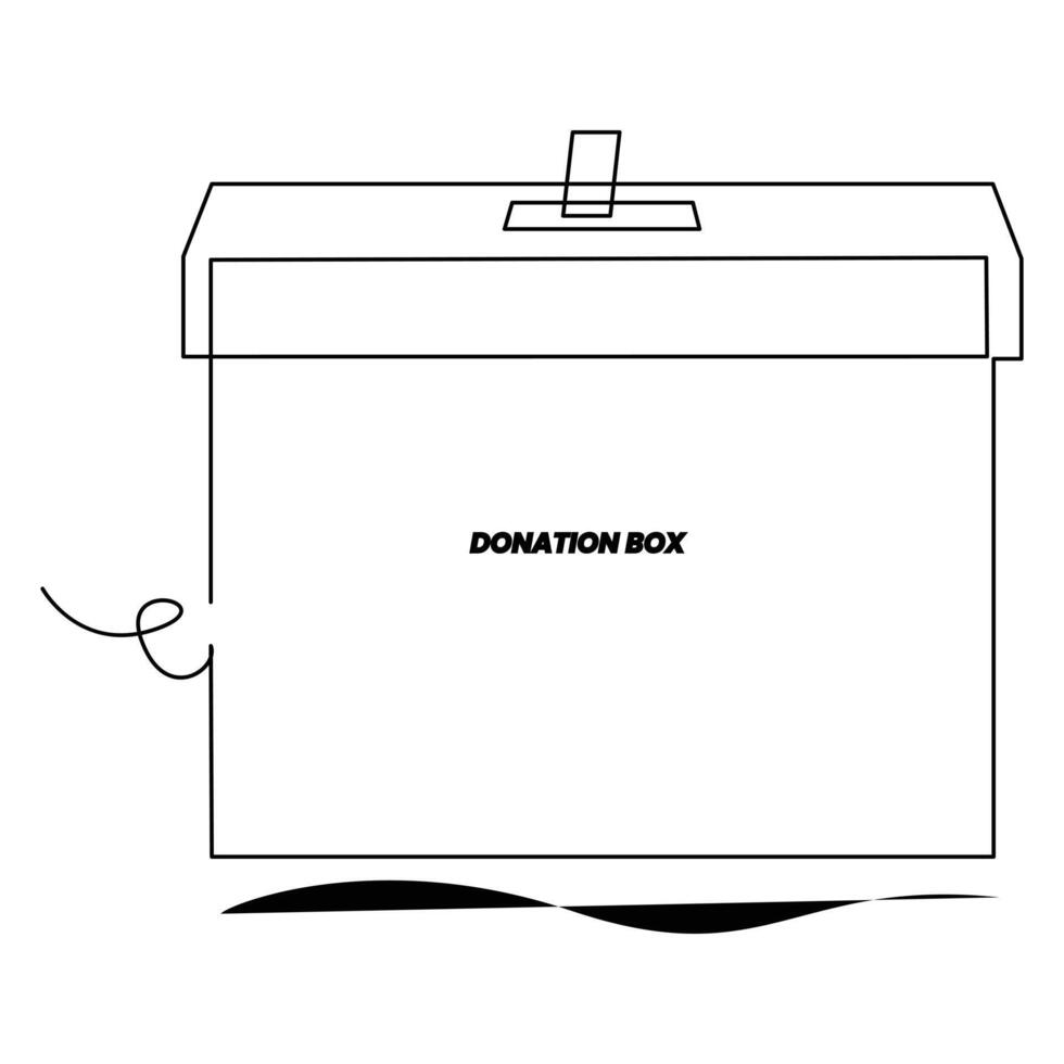 Continuous one line drawing of opened donation box minimalist concept of help support and volunteer activity in simple art drawing and illustration vector