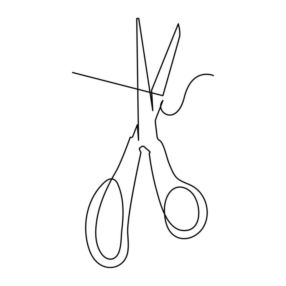 continuous single line drawing of scissors art drawing and illustration scissors symbol concept design vector