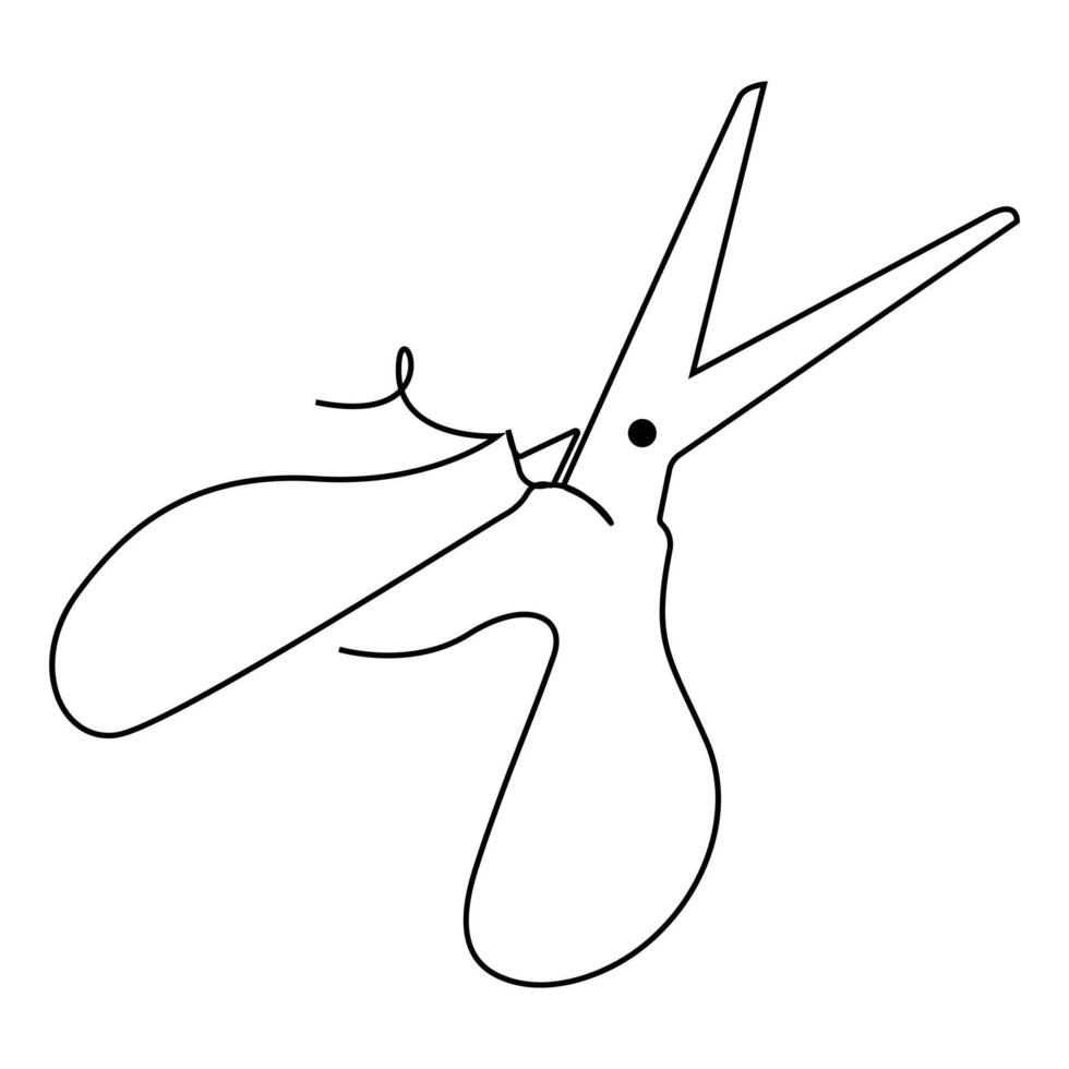 continuous single line drawing of scissors art drawing and illustration scissors symbol concept design vector