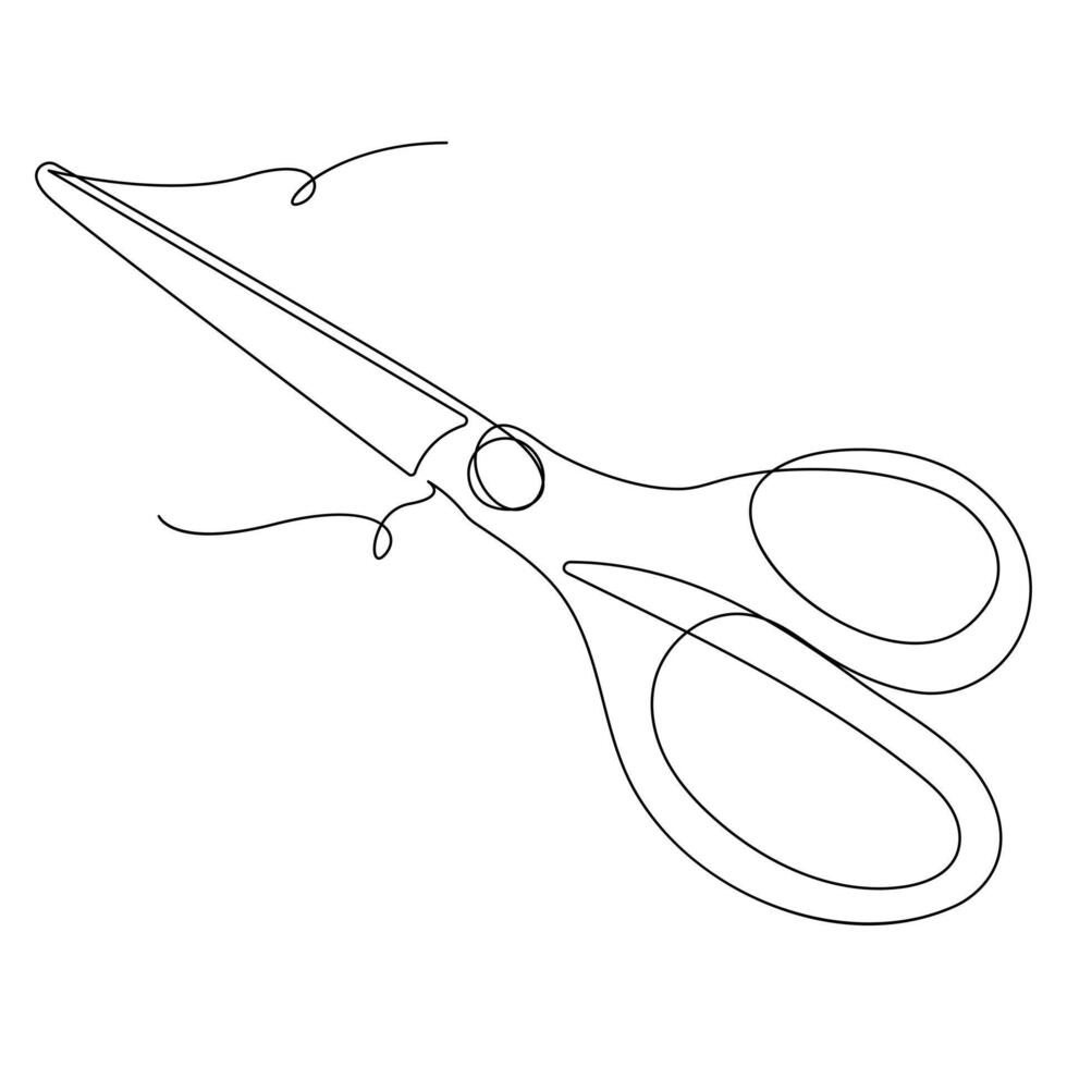 continuous single line drawing of scissors art drawing and illustration scissors symbol concept design vector