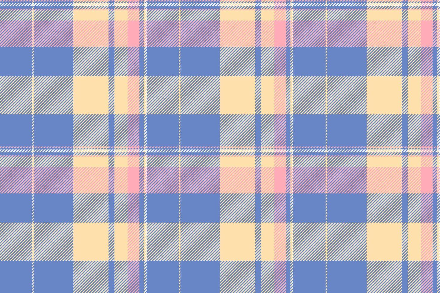 Creation textile seamless pattern, scottish fabric vector check. 1960s texture plaid tartan background in blue and navajo white colors.