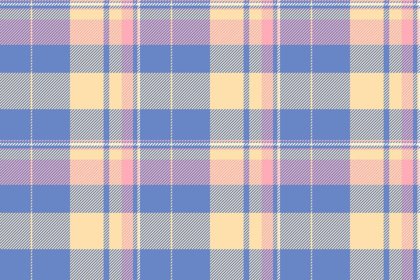 Creation textile seamless pattern, scottish fabric vector check. 1960s texture plaid tartan background in blue and navajo white colors.