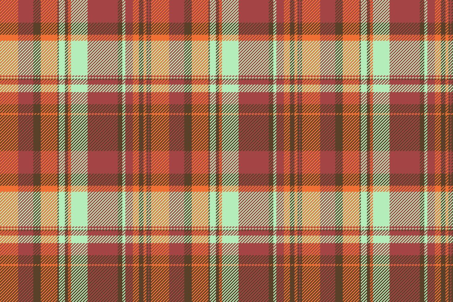 Pure check textile fabric, 20s seamless pattern background. Magazine texture tartan plaid vector in orange and red colors.