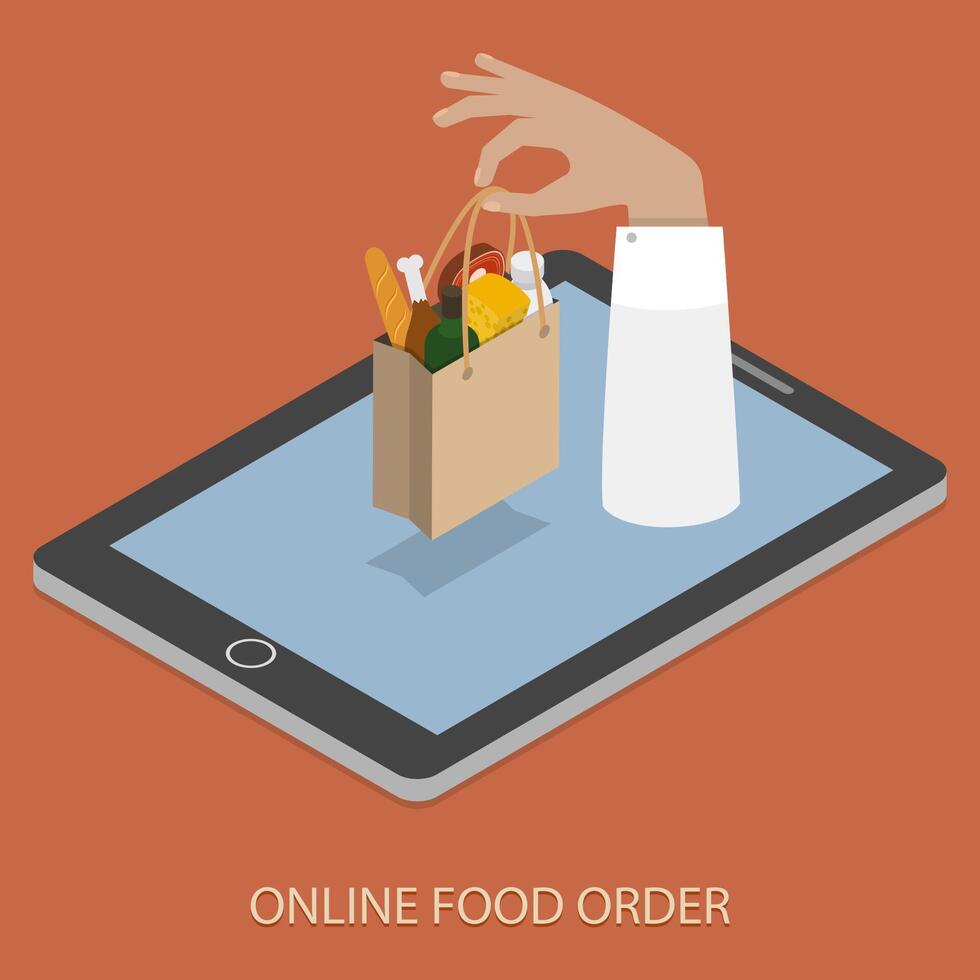 en línea comida ordenando concepto ilustración. vector