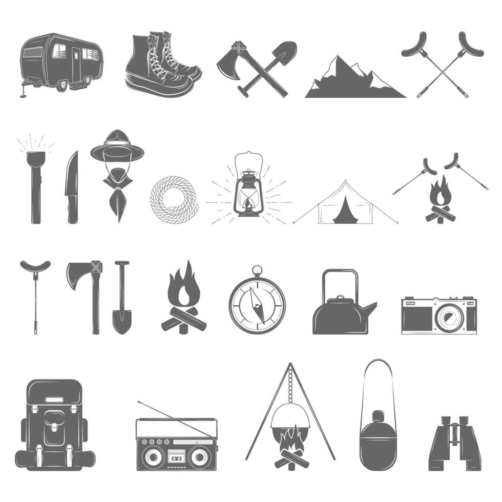 Outdoor Recreation Vector Icon Set.