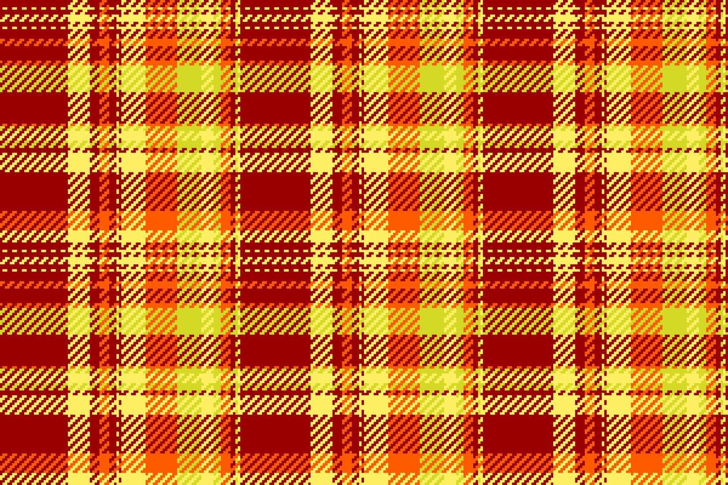 Retro fabric tartan pattern, sixties texture textile vector. Coloured plaid check background seamless in red and yellow colors. vector