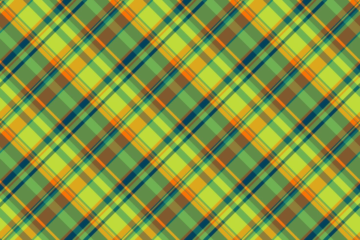 Tough textile fabric background, graphic vector pattern seamless. Designer tartan check plaid texture in green and goldenrod colors.