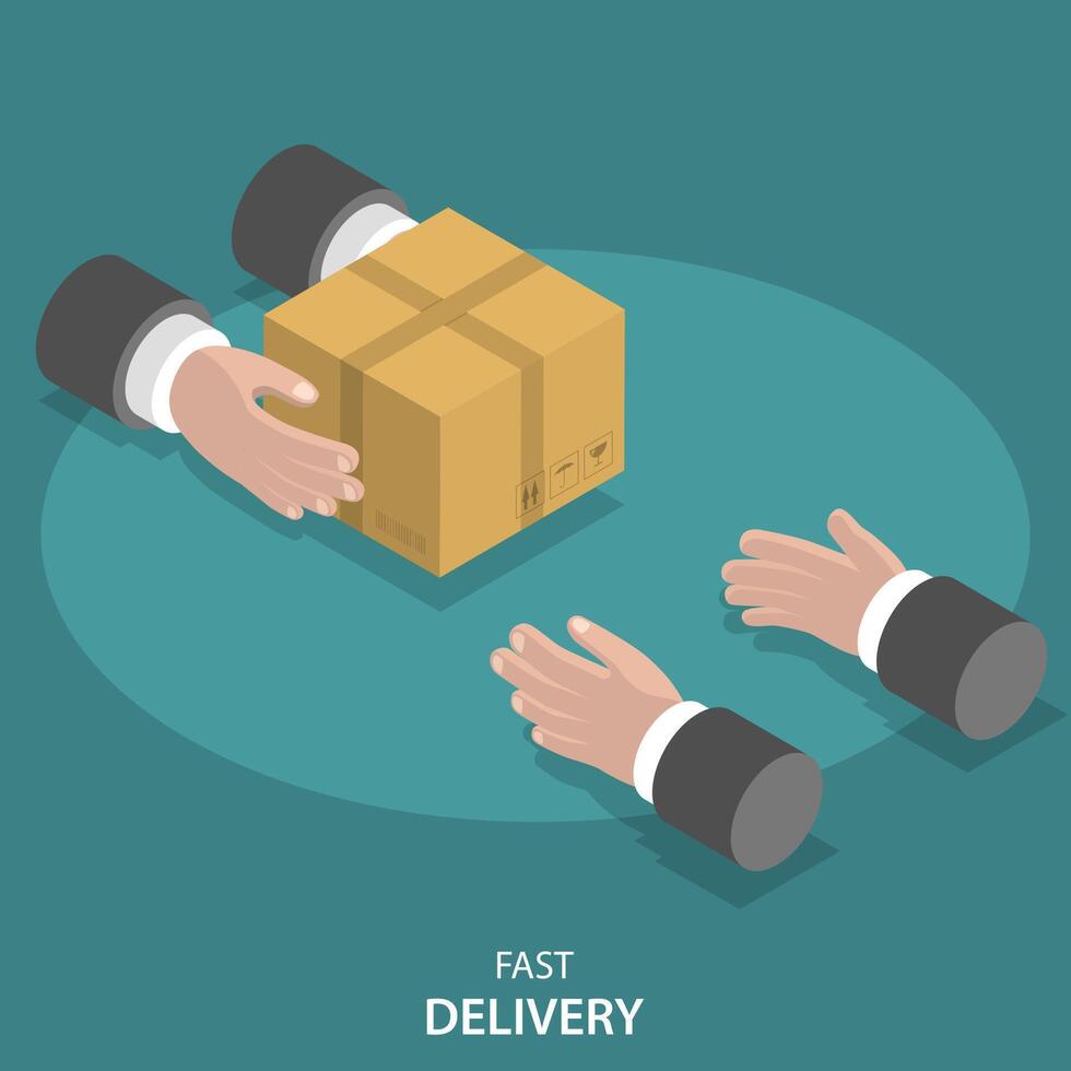 Fast goods delivery flat vector concept.