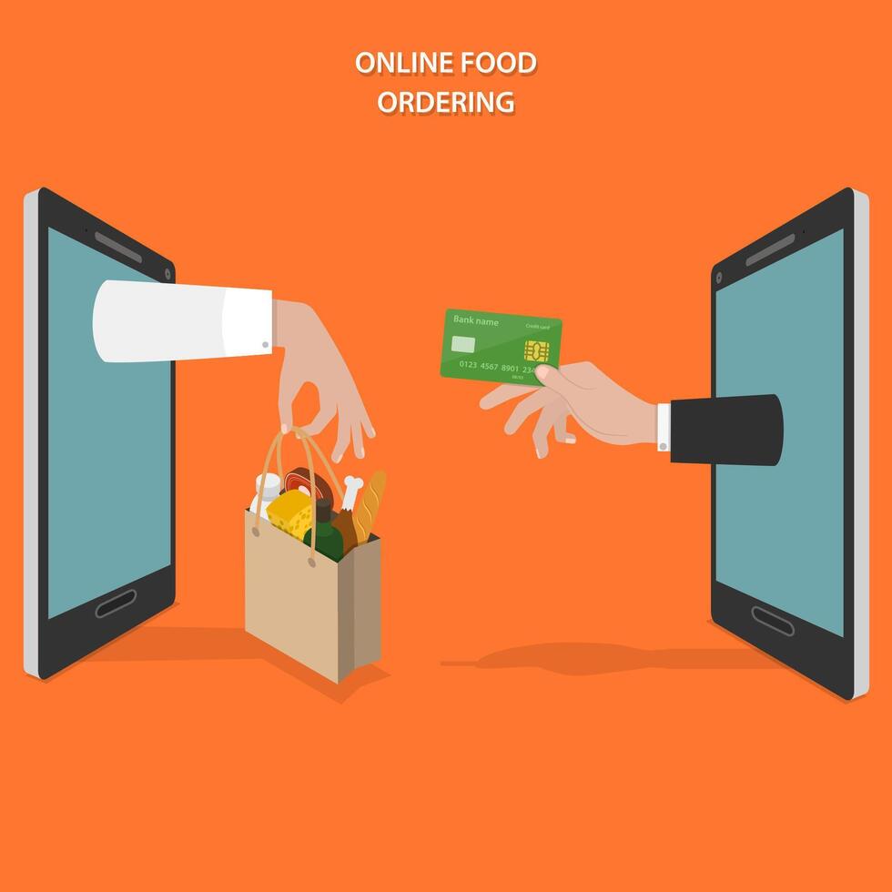 Online food ordering flat vector concept.