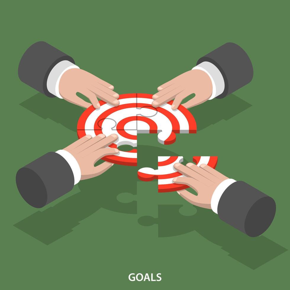 Team goals isometric flat vector concept.