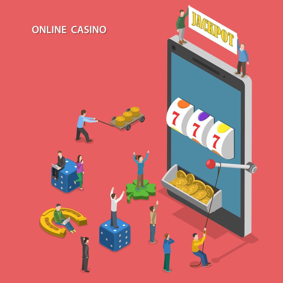 Online casino flat isometric vector concept.