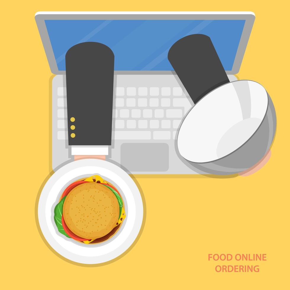 Online food ordering flat vector concept.