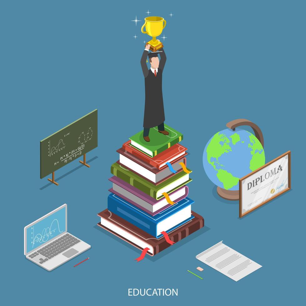 Education isometric flat vector concept.