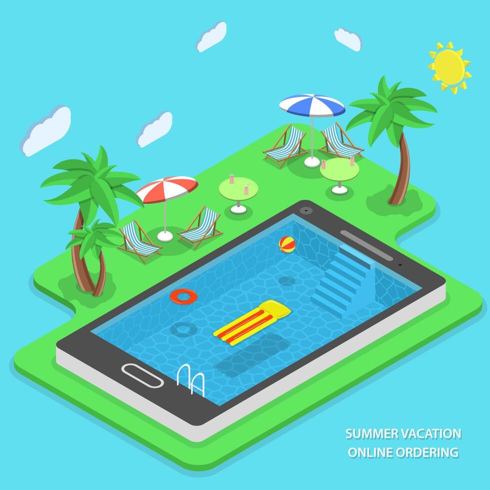 Summer vacation online ordering vector concept.