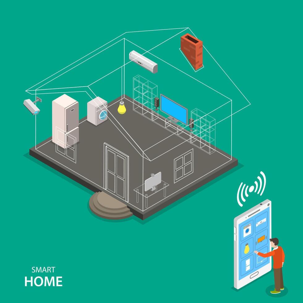 Smart home isometric flat vector concept.