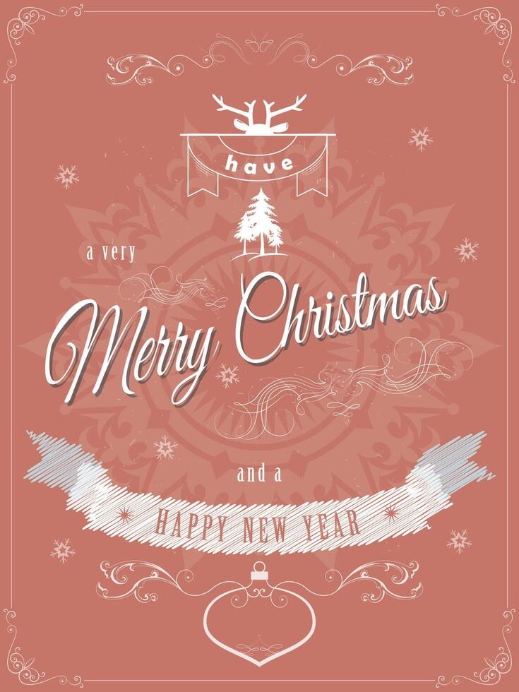 Christmas greeting scratched vector illustration.