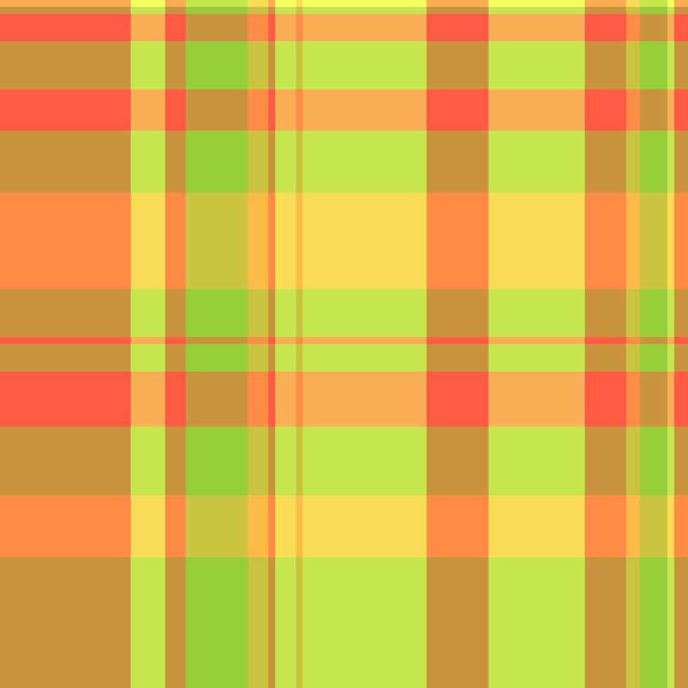 Delicate tartan check pattern, scrapbooking vector texture fabric. Repetitive textile seamless background plaid in amber and lime colors.