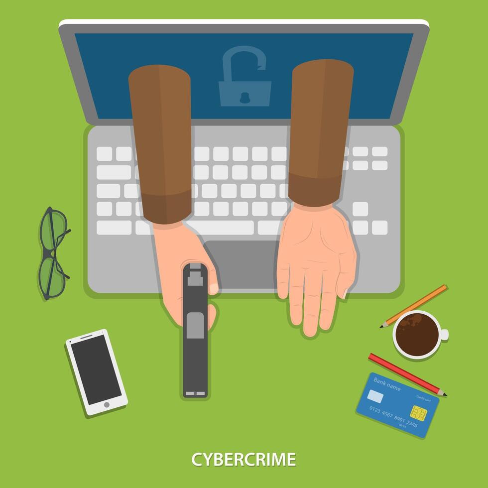 Cybercrime flat vector concept.