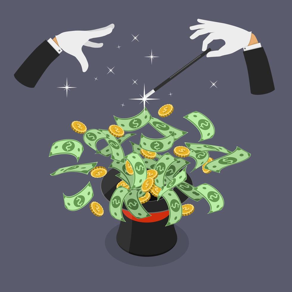 Easy money flat vector isometric illustration.