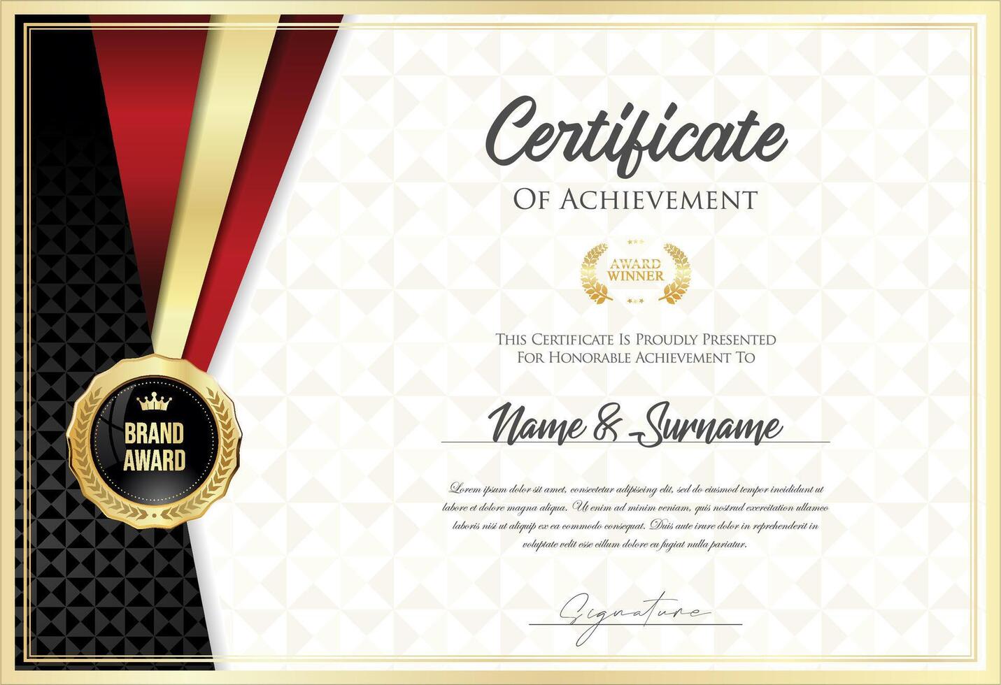 Certificate with golden seal and colorful design border vector