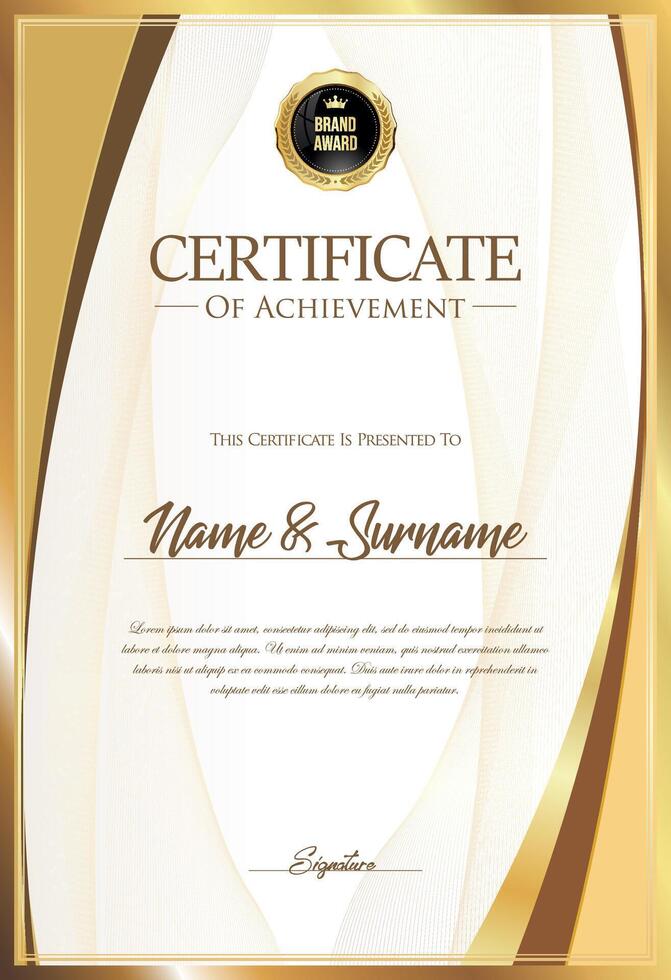 Certificate with golden seal and colorful design border vector