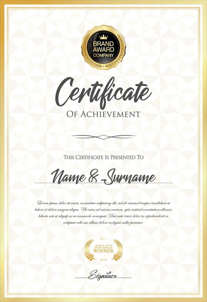 Certificate with golden seal and colorful design border vector