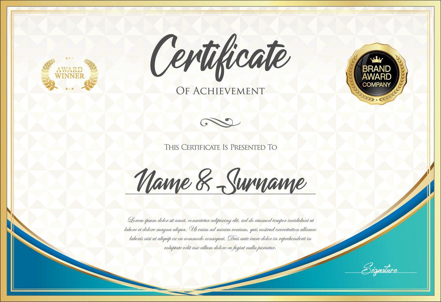 Certificate with golden seal and colorful design border vector