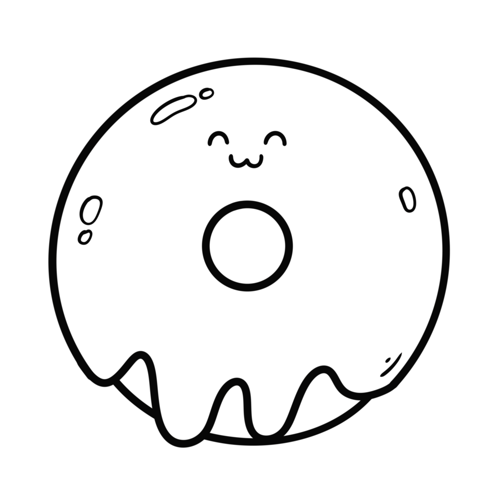 Outline doodle drawing of Donut png