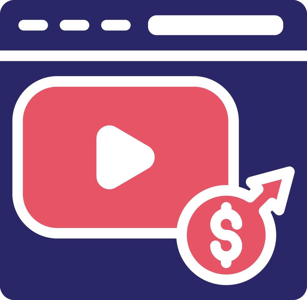 vídeo monetización vector icono