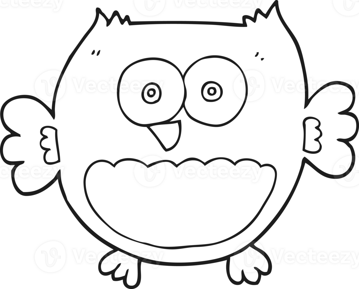 black and white cartoon owl png