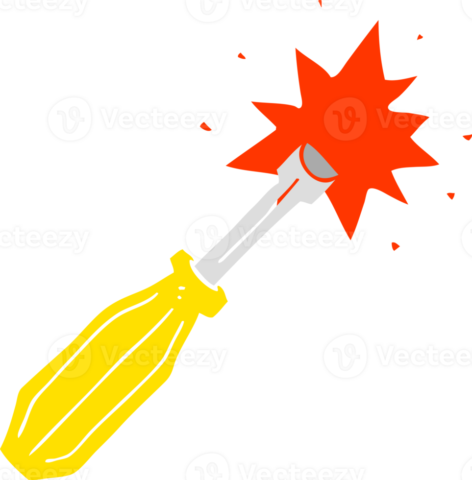 flat color illustration of a cartoon screwdriver png