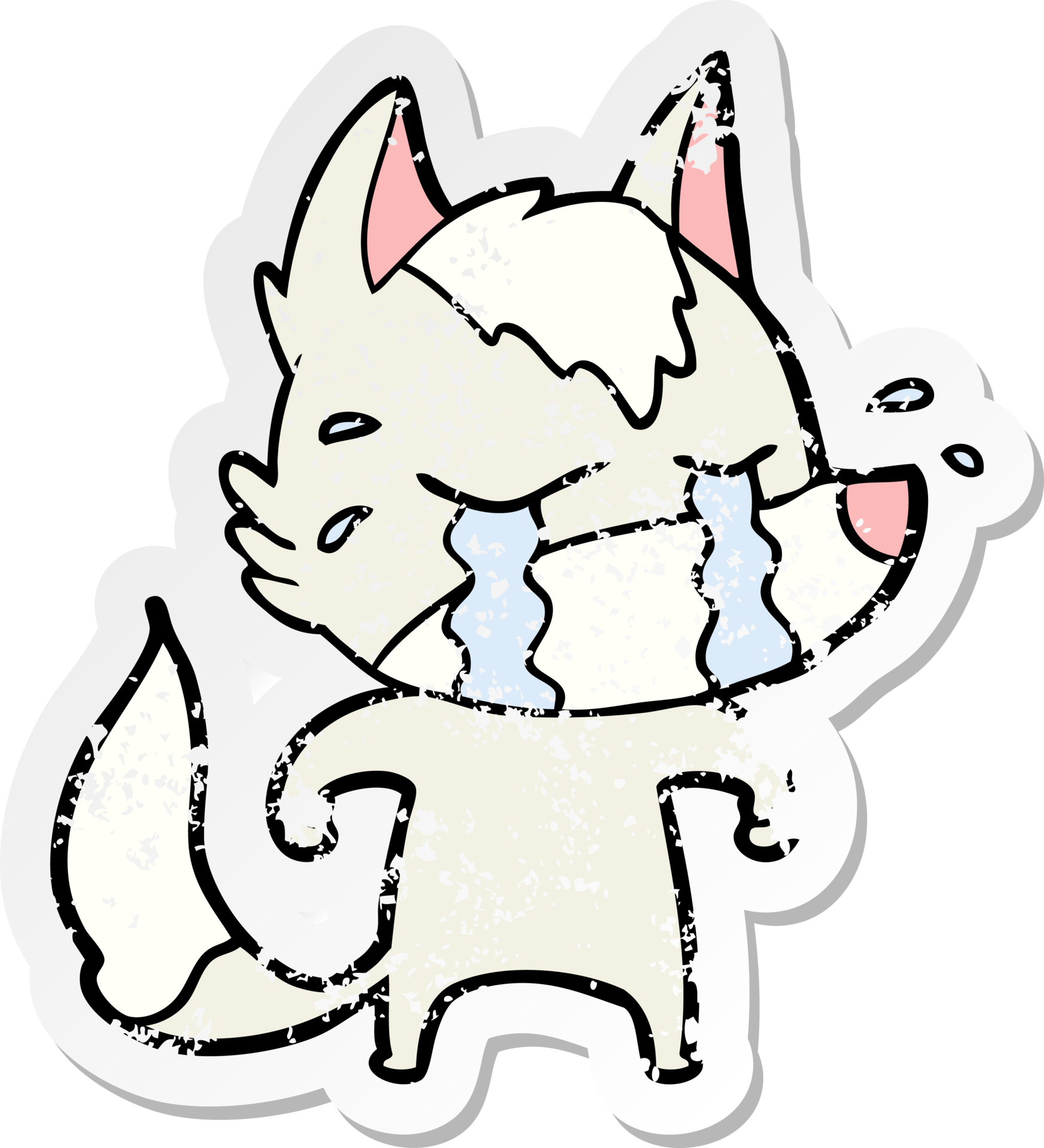 distressed sticker of a cartoon crying wolf 38110744 PNG
