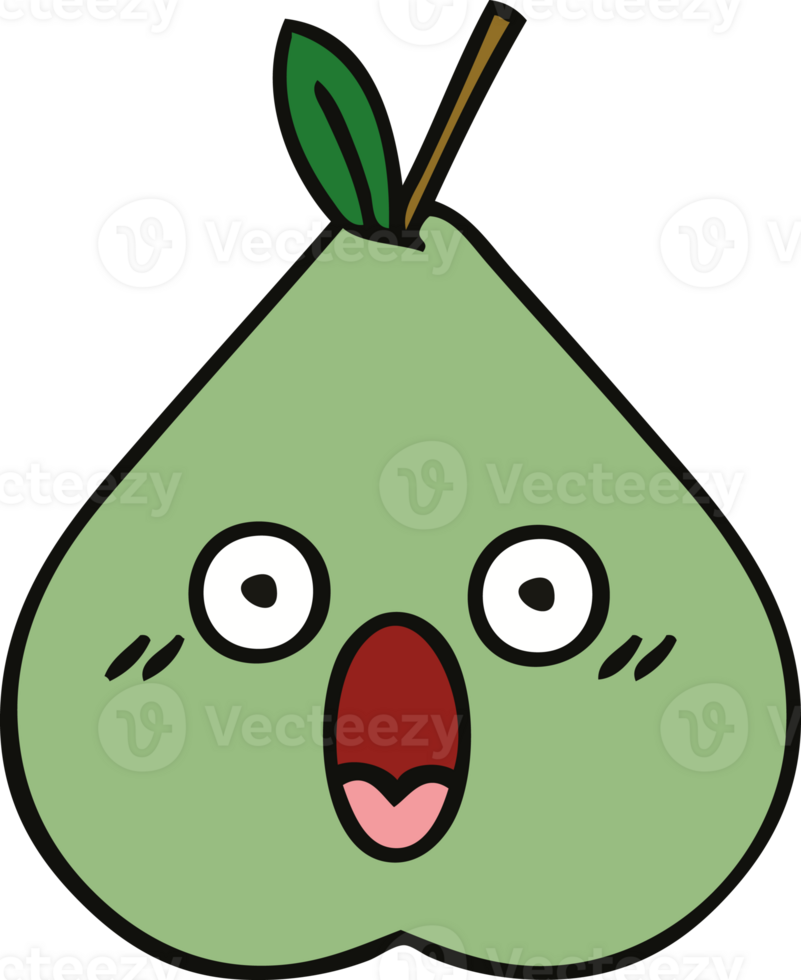 pêra verde bonito dos desenhos animados png