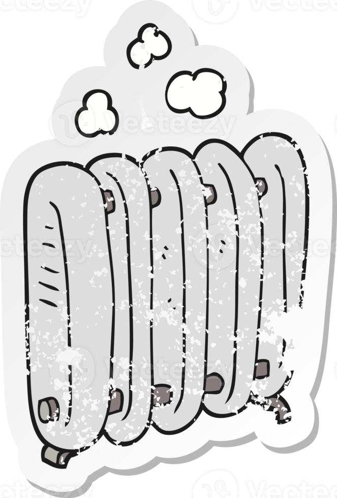 retro distressed sticker of a cartoon radiator png