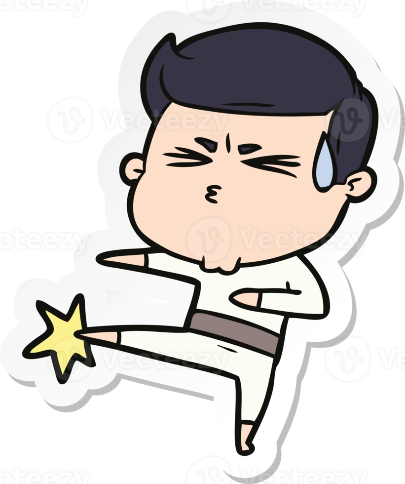 sticker of a cartoon man sweating png