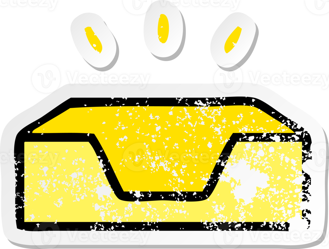 distressed sticker of a cute cartoon empty tray png