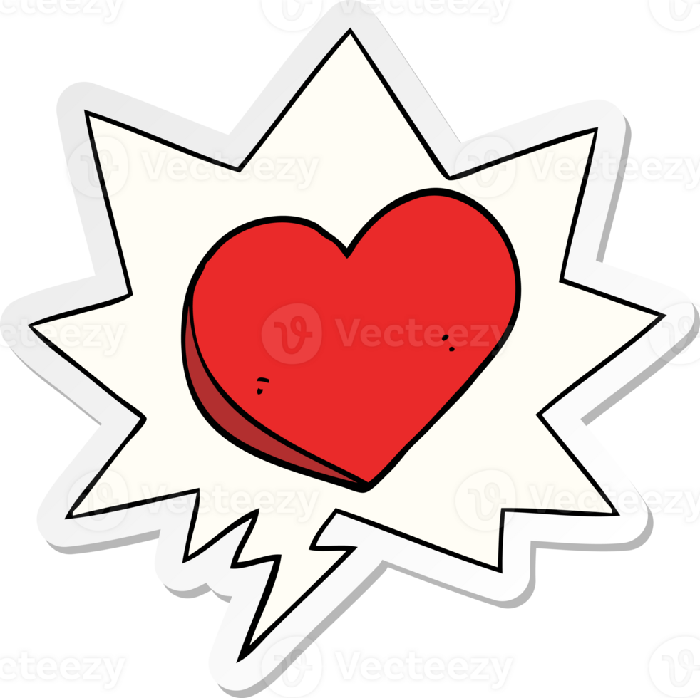 cartoon love heart and speech bubble sticker png