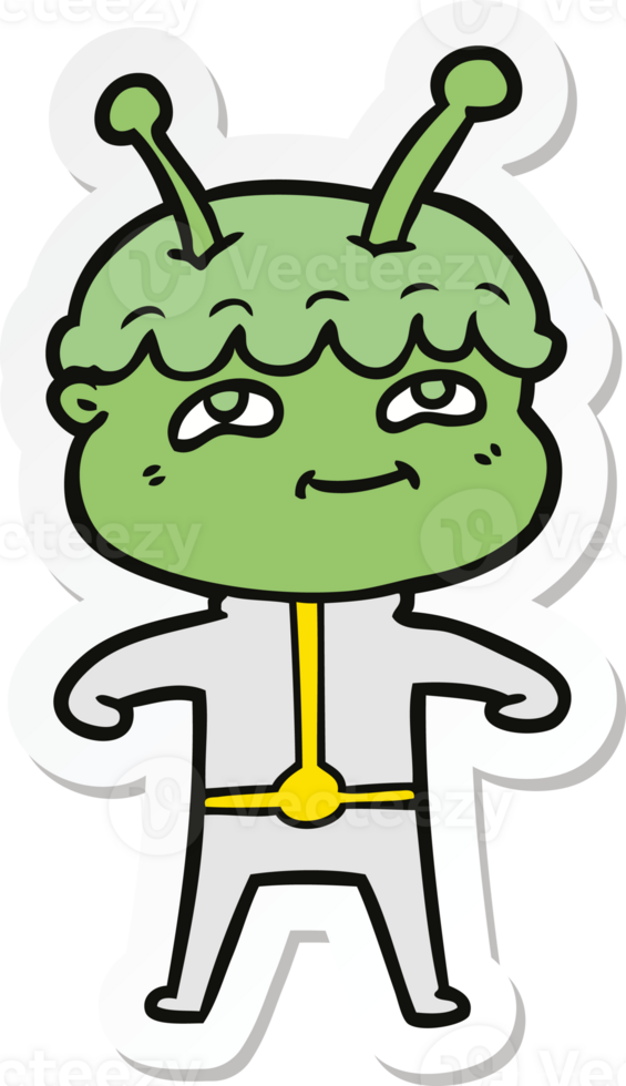 sticker of a friendly cartoon spaceman png
