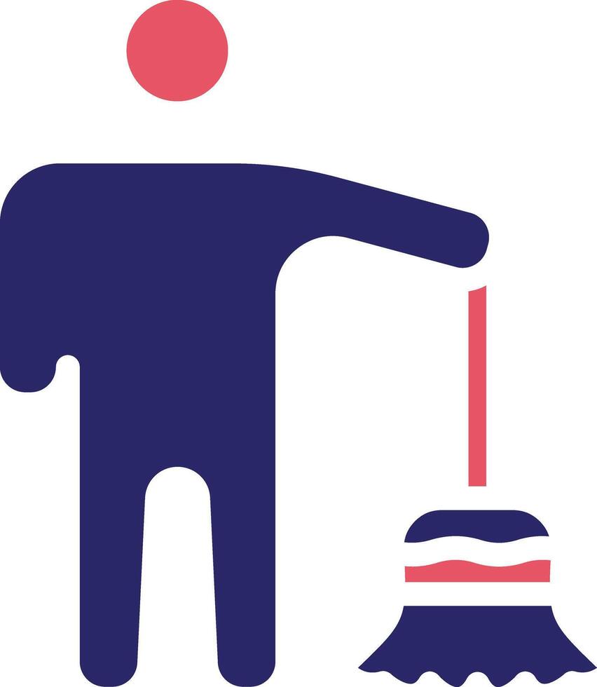 Man Sweeping Floor Vector Icon
