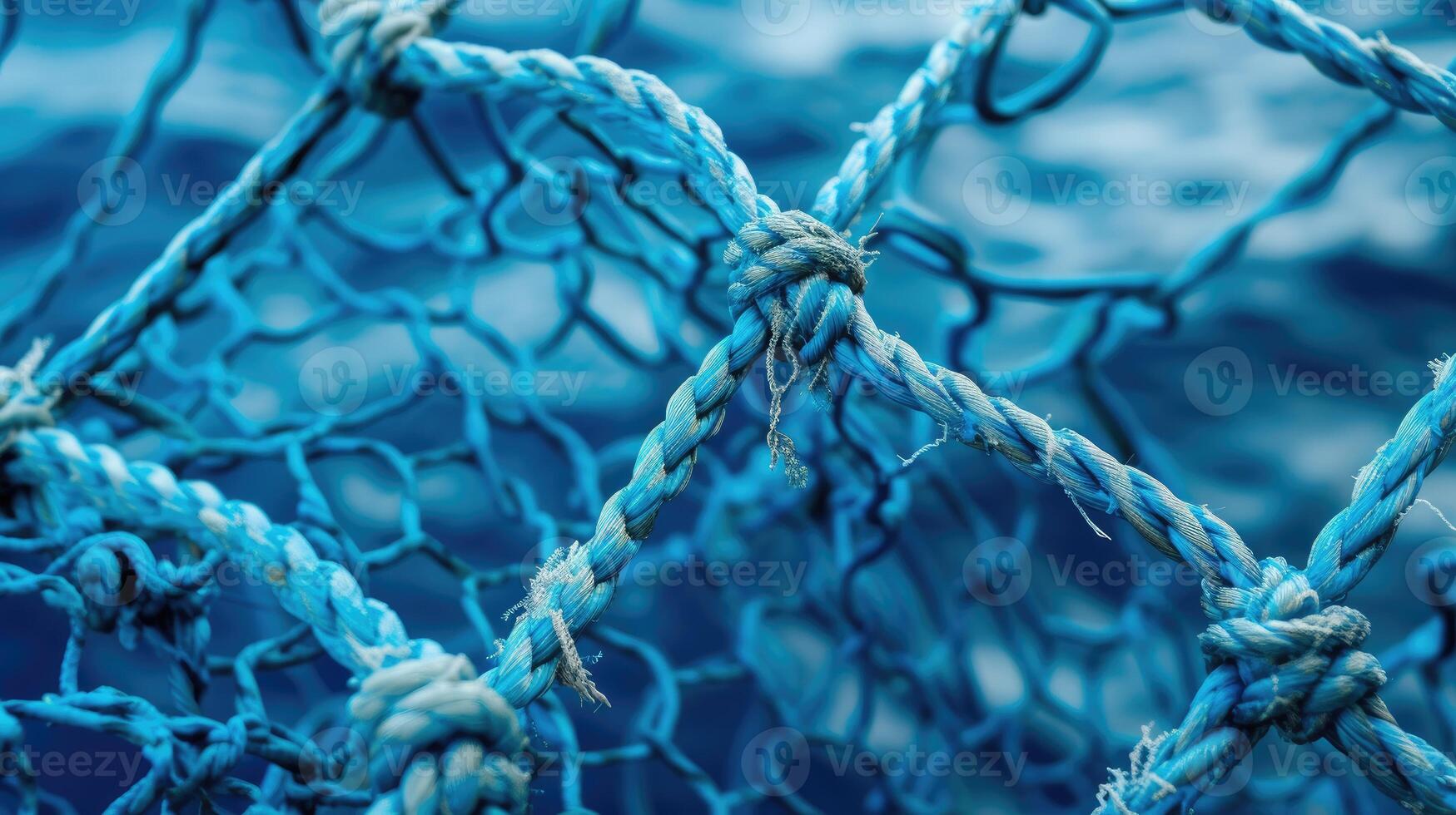 AI generated Explore the intricate pattern and texture of blue netting up close, adorned with delicate white elements, Ai Generated. photo