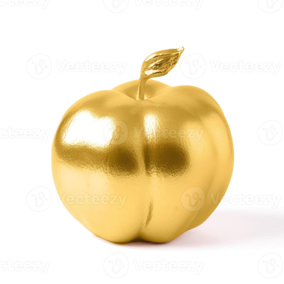 AI generated A solid gold peach against a white background, radiating luxury, Ai Generated photo