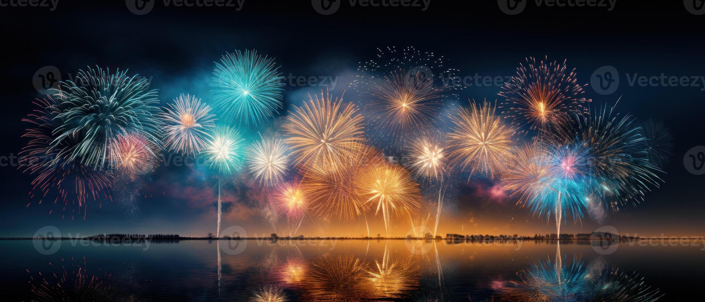 AI generated Vibrant Firework Texture Lighting Up the Dark Night Sky with Colorful Explosions, Ai Generated photo