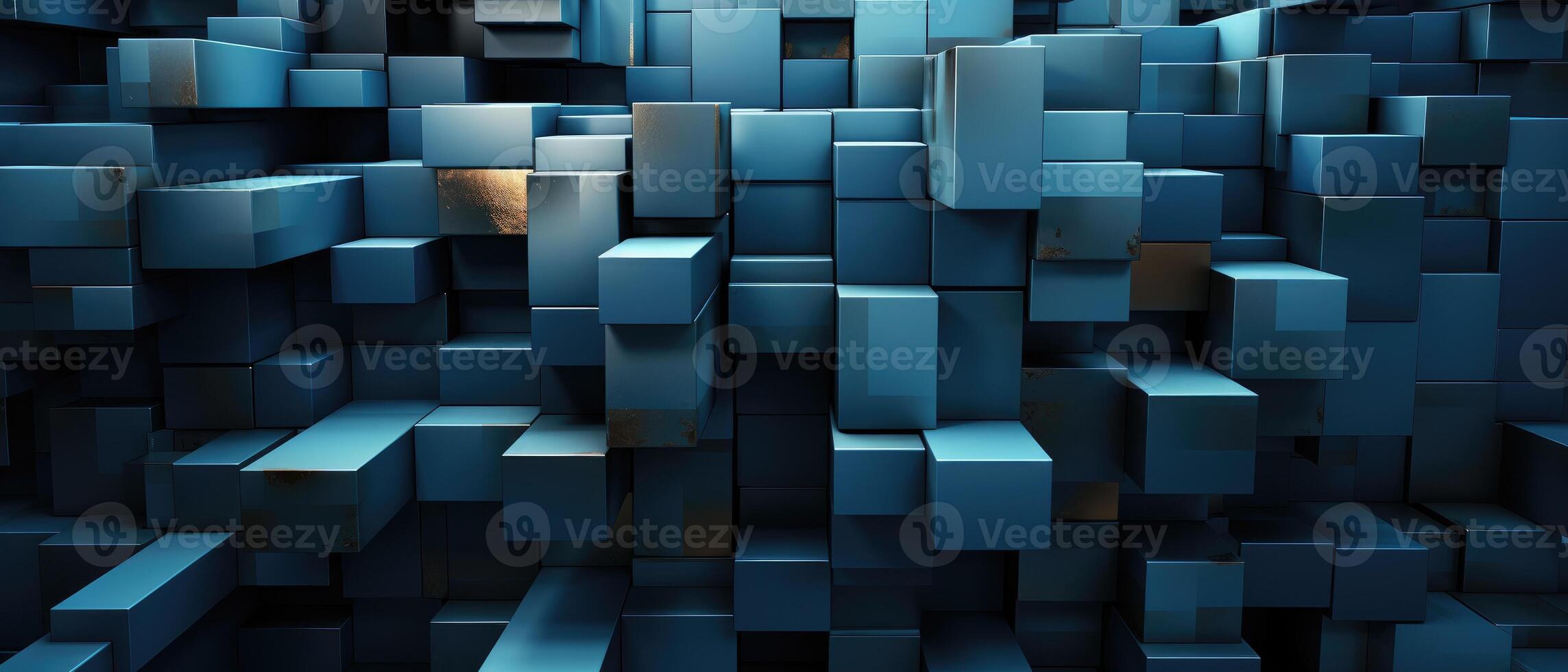 AI generated Captivating abstract texture featuring a dark geometric 3D pattern of blue squares and rectangles, adding depth and visual interest to any design, Ai Generated. photo
