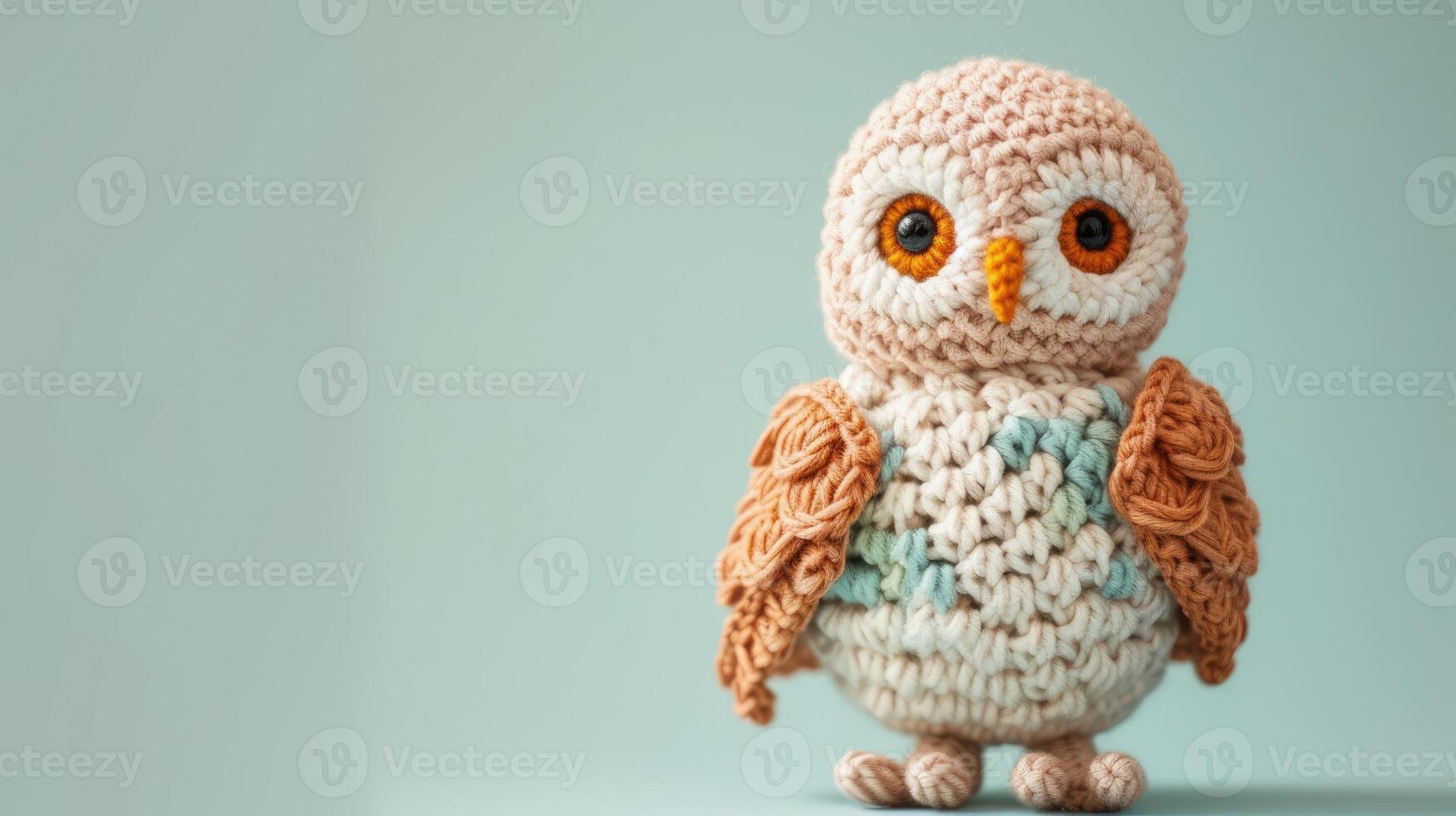 AI generated Crocheted hawk toy vibrant backdrop, handcrafted and adorable, Ai Generated photo