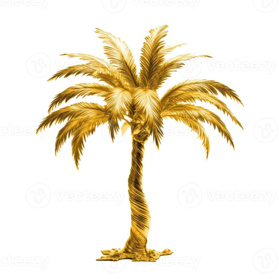 AI generated A solid gold palm tree against a white background, radiating luxury, Ai Generated photo