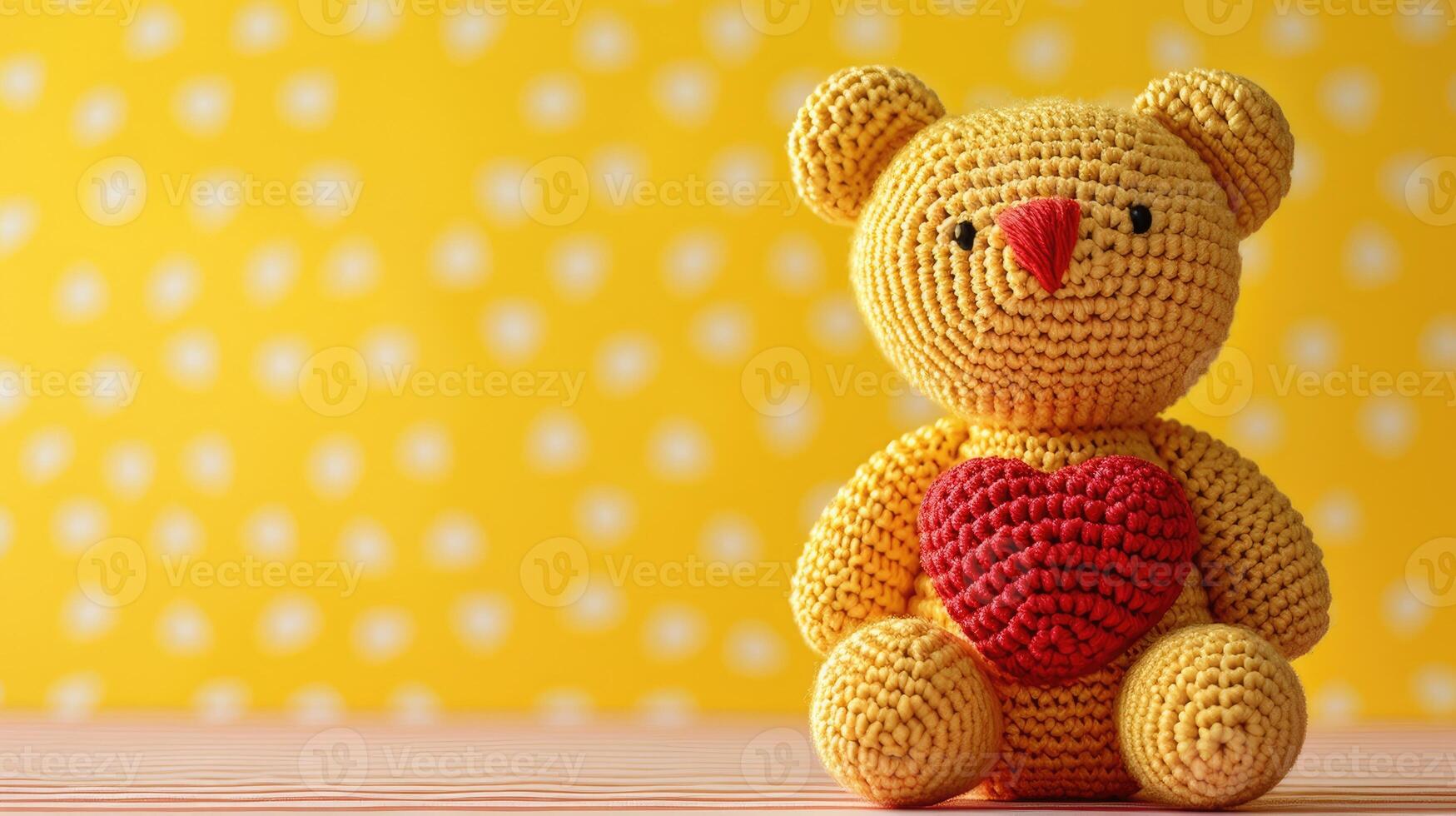 AI generated A Picture of a Crocheted Cute Bear, Ai Generated photo