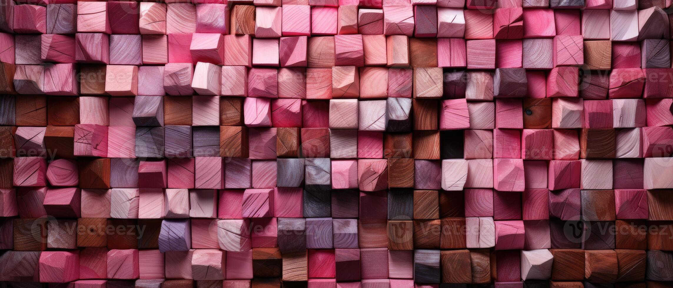 AI generated Add an artistic flair with this texture made of pink-colored painted wooden pieces, a vibrant and creative choice, Ai Generated. photo