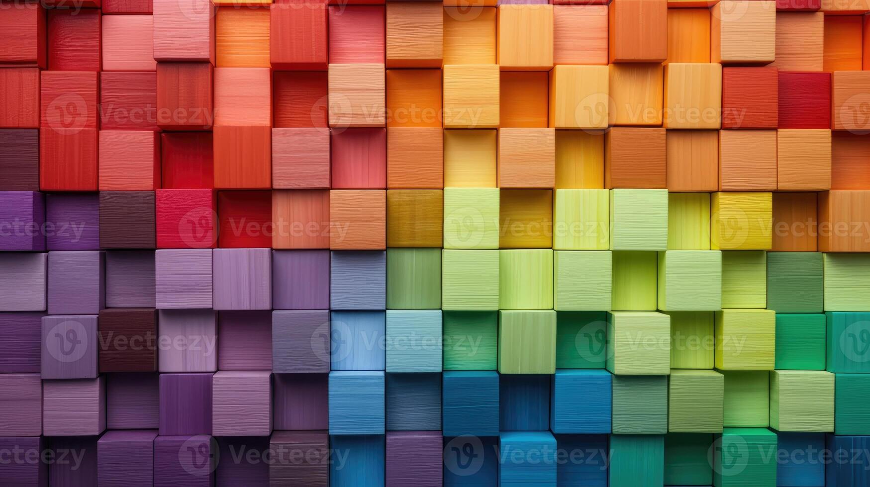 AI generated Spectrum of stacked multi-colored wooden blocks, Ai Generated. photo